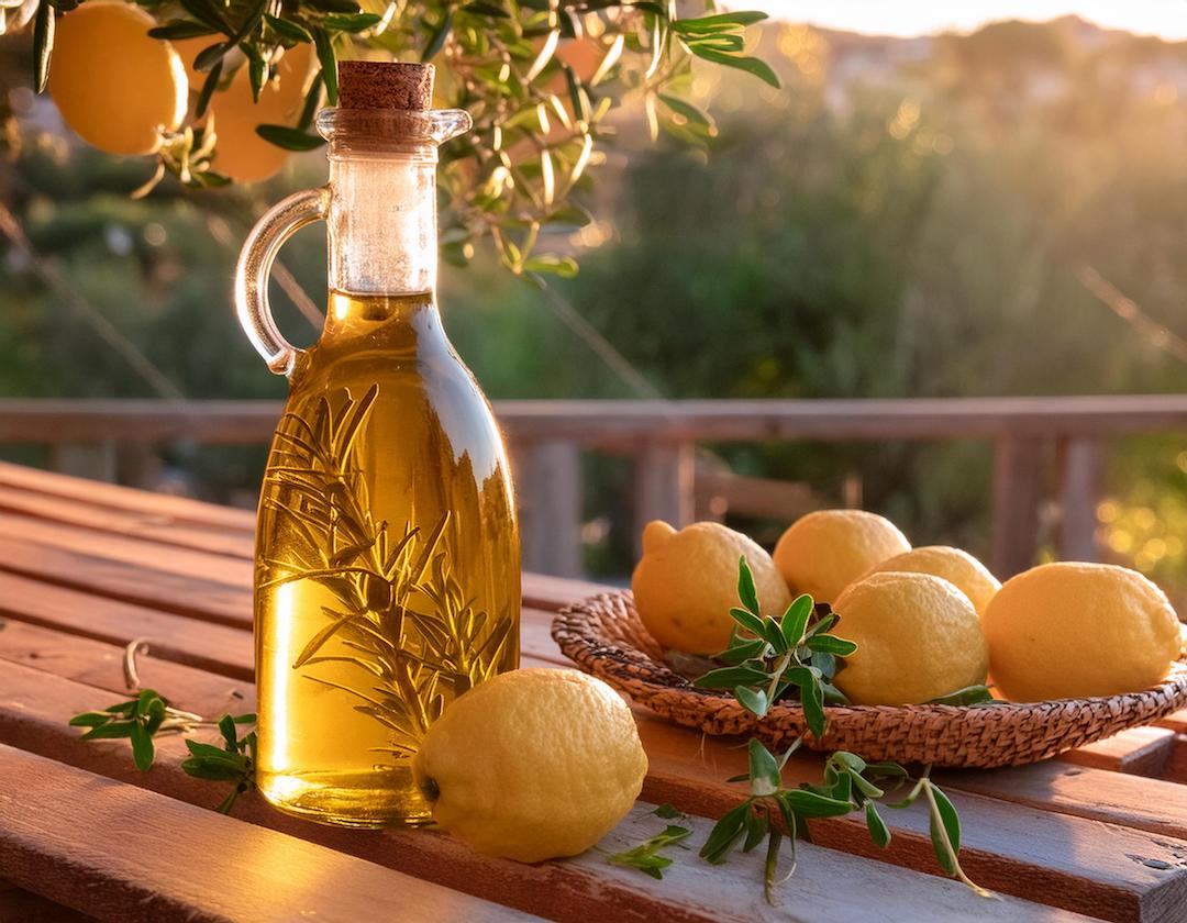 Infusing olive oil with lemon verbena and thyme