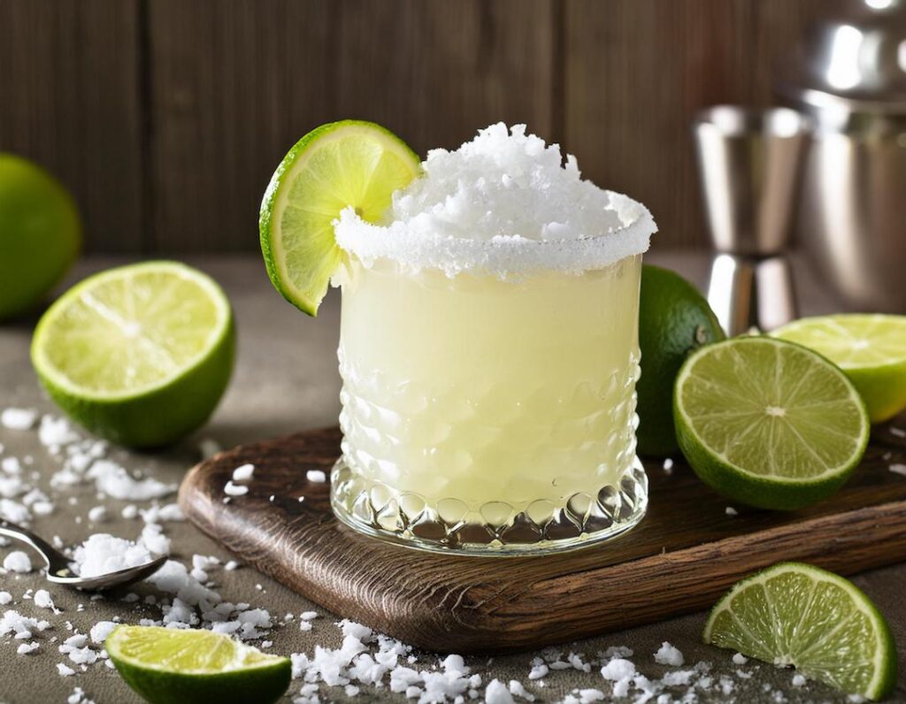 shaved ice in margarita displayed on table